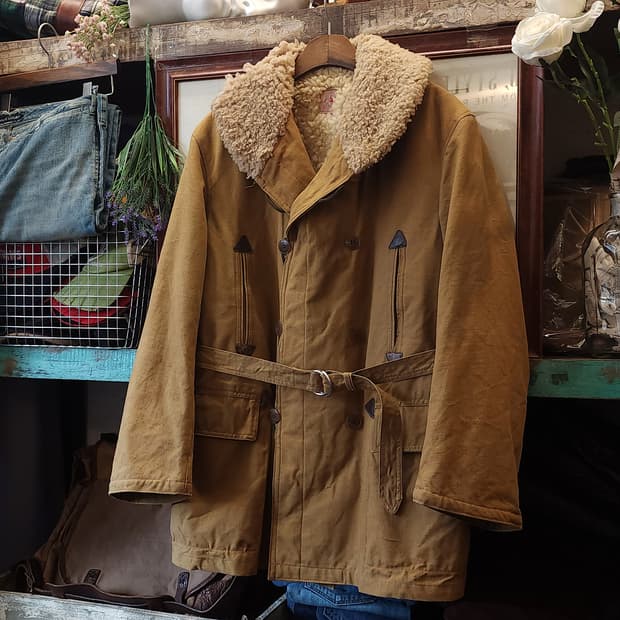 50s 프랑스 매키노 코트 랜치코트 옥스포드 패브릭 에스키모 L