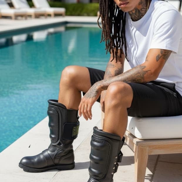 카도야 레더 배틀 아머 바이커부츠