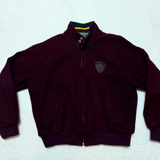 폴로 랄프로렌 90’s RL 쉴드 패치 버건디 바라쿠타 울 자켓 L