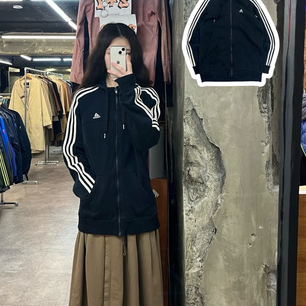 아디다스 삼선 후드집업 블랙 100 #csz3037