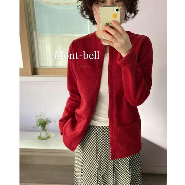 몽벨 레드 기모 가디건