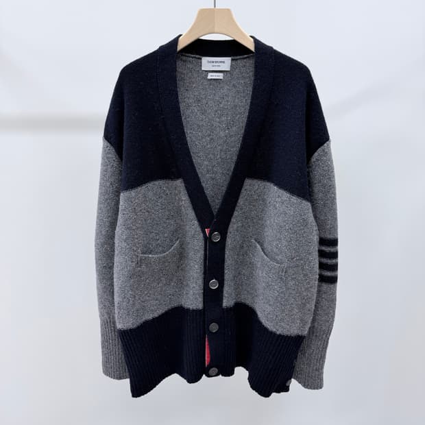 [S+급/5] 톰브라운 사선완장 도니골저지 가디건 그레이