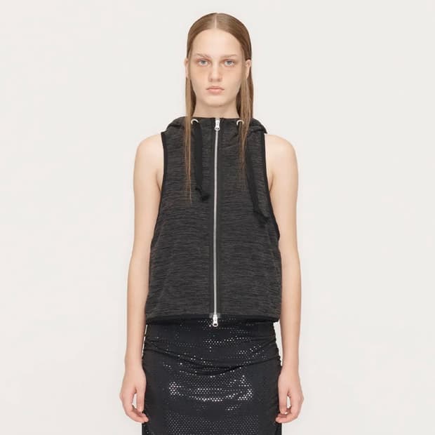 오픈와이와이 플리스 후디 베스트 차콜 