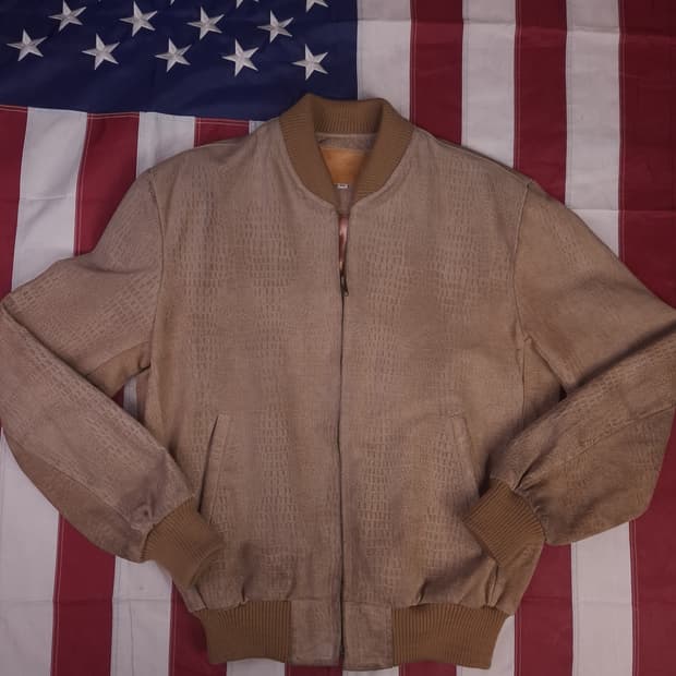 90's 크로커다일  빈티지 리얼레더 봄버자켓