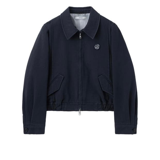 (W)[택포]문선 아가일 코튼 블루종 네이비