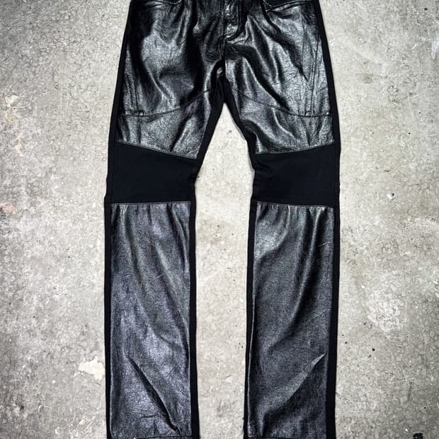 Leather Panel Black Pants