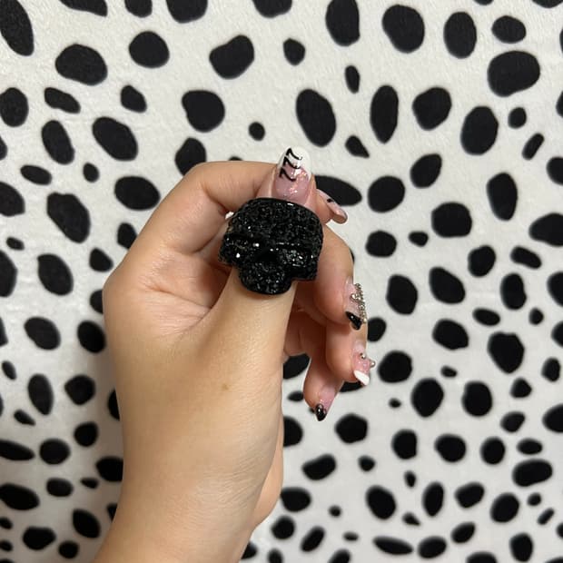 갸루 펑크 빈티지 해골 큐빅 반지