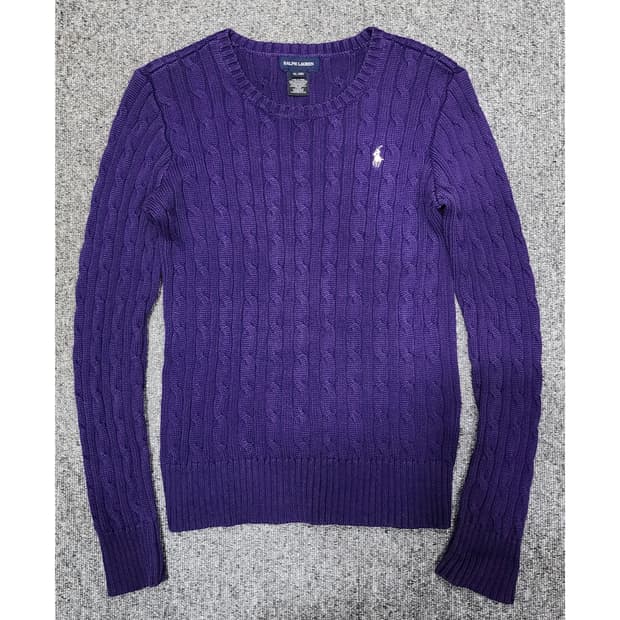 폴로 랄프로렌 케이블 꽈배기 보라색 니트 걸즈 XL