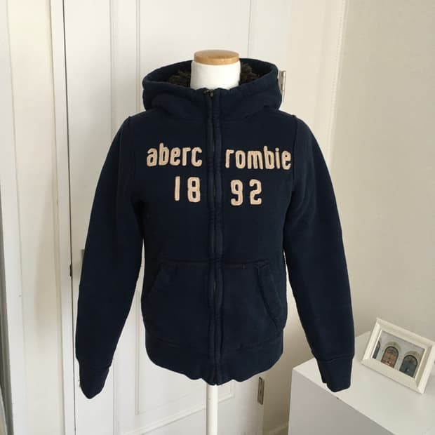 아베크롬비 스펠아웃 양털 후드집업 네이비