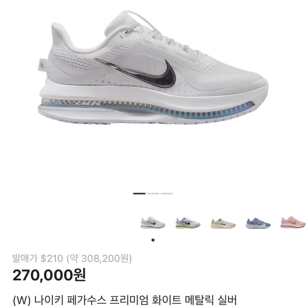 (W250) 나이키 페가수스 프리미엄 화이트 메탈릭 실버