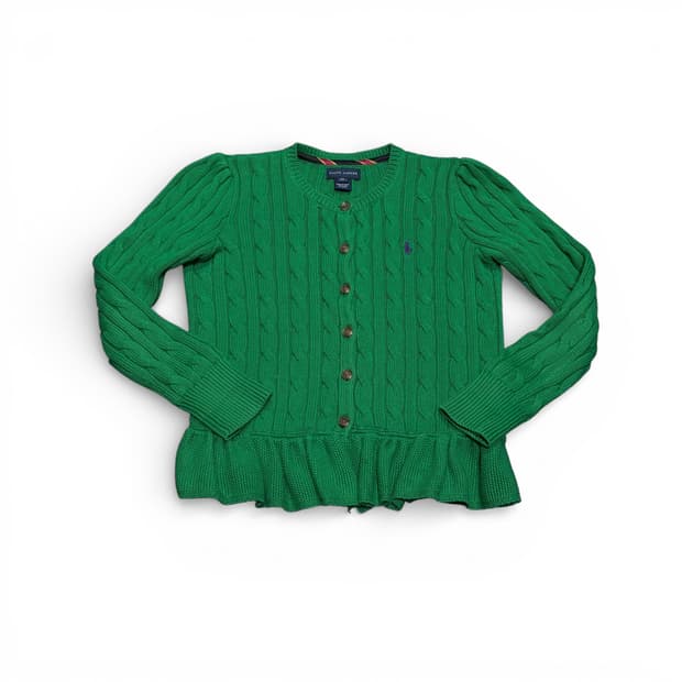 6X 폴로 랄프로렌 키즈 그린 꽈배기 가디건