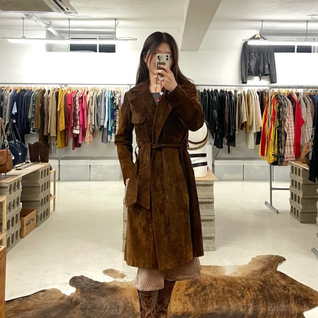 60~70's Godchaux’s suede robe coat 