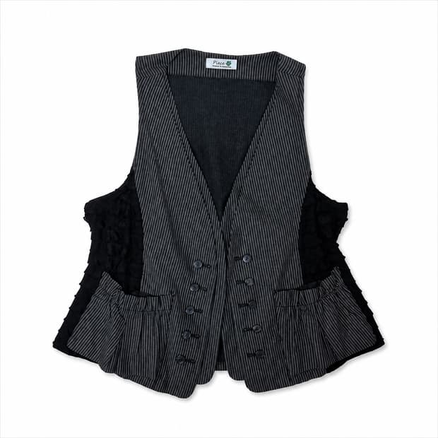 vintage stripe frill vest