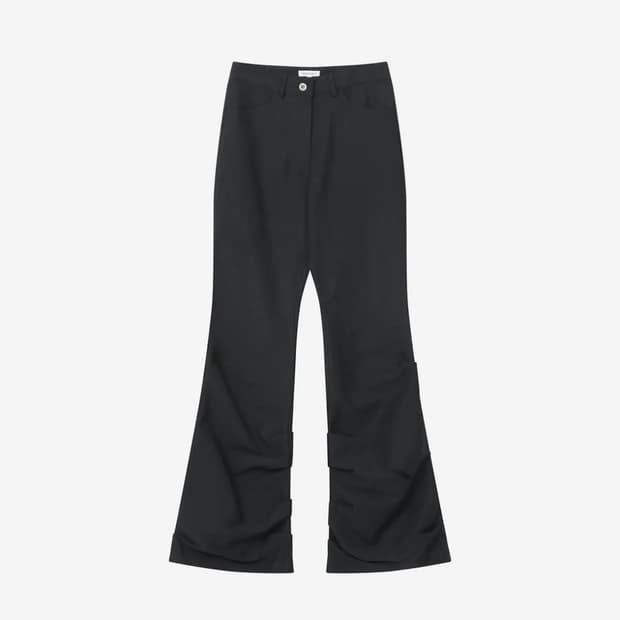 미세키서울 Cotton shirring bootscut pants 블랙