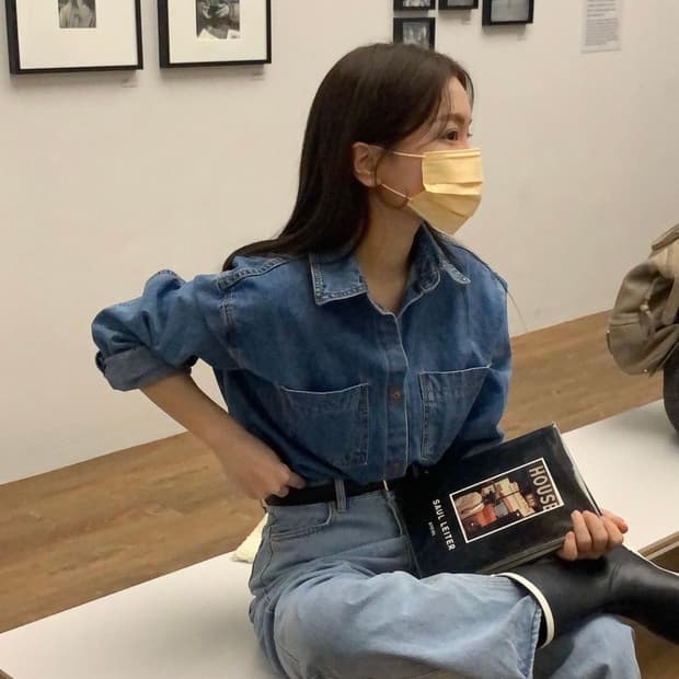 위드아웃썸머 펌킨 데님 셔츠