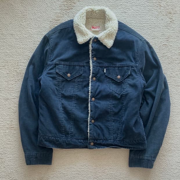 70s 리바이스 70605-1517 쉐르파 코듀로이 트러커 자켓 네이비