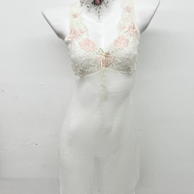 화이트페어리 자수 시어 슬립