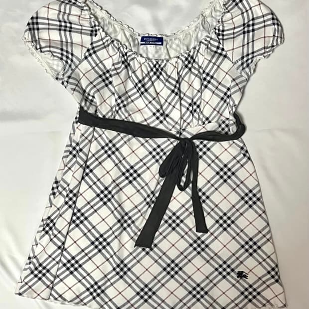버버리 burberry 블루라벨 노바체크 리본 블라우스