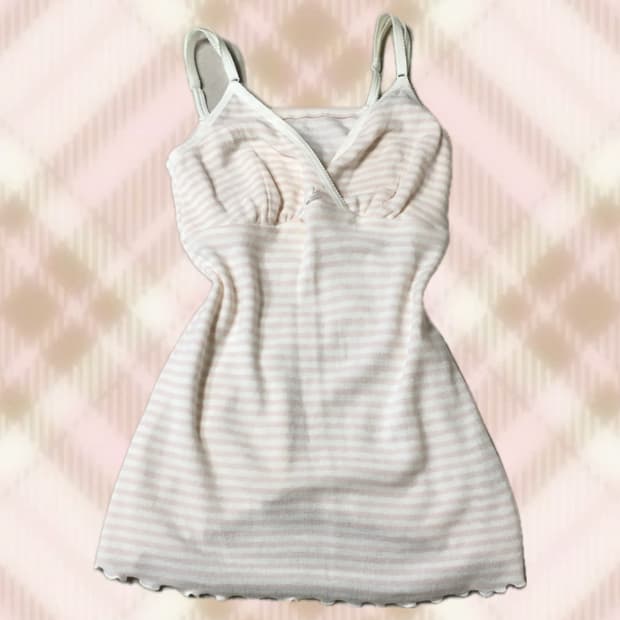 젤라또피케 핑크 스트라이프 리본 나시 슬리브리스 라떼 히메 갸루 러블리