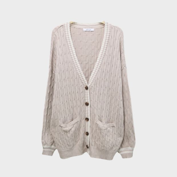 CHIP CLIP 프레피룩 딸기우유 꽈배기 가디건 61629