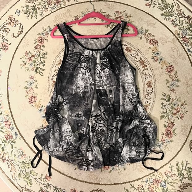 y2k 시스루 블랙 셔링 나시 원피스