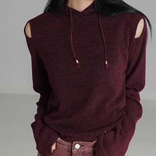 바이너리원 버건디 트임 티