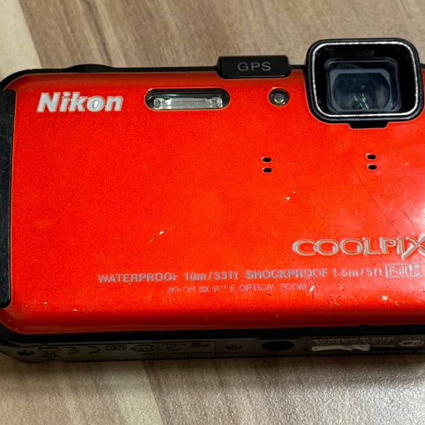 (작례 ㅇ) 니콘 쿨픽스 AW100 주황 방수 디지털 카메라