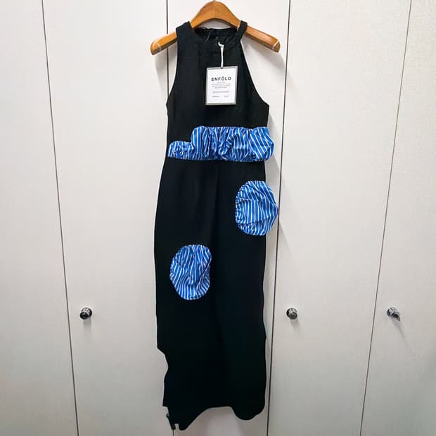 (정품/새상품) ENFOLD 엔폴드 여성 블랙 패널 미디 드레스