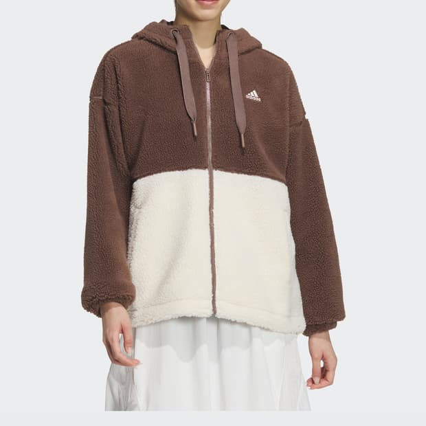 아디다스 보아 루즈핏 풀집업 후드 자켓 브라운 M
