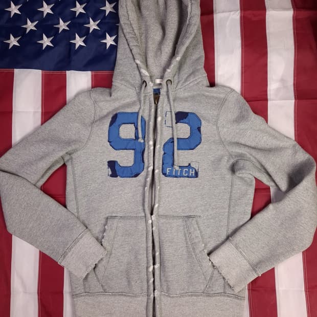 오리지날 아베크롬비 넘버 92 패치 데미지 빈티지 후드집업