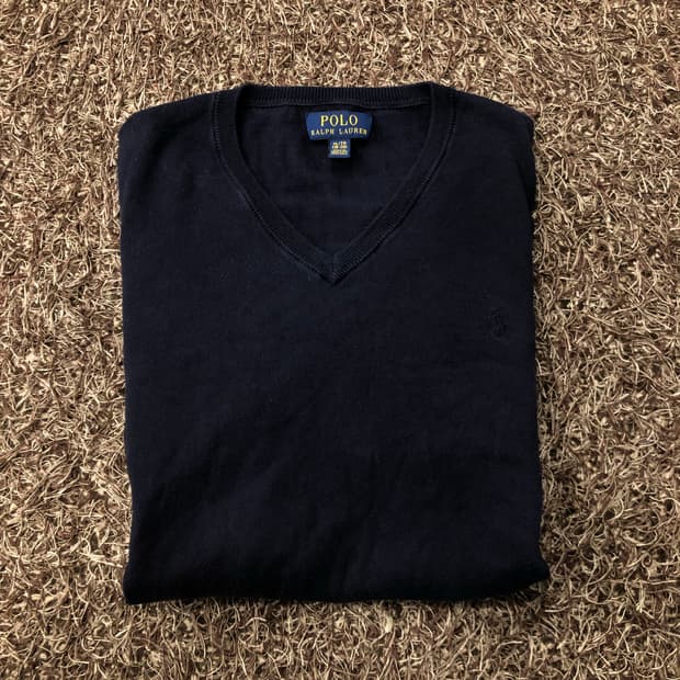 XL 폴로 랄프로렌 걸즈 네이비 브이넥 니트