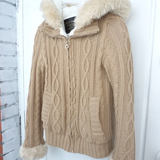 Cecil mc bee  fur knit zip up