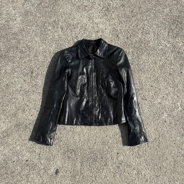 Theory 크롭 가죽 자켓 