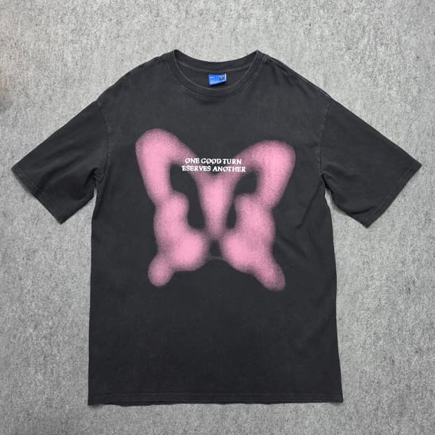 FAN YESTORE 버터플라이 워싱 피그먼트 반팔티 XL