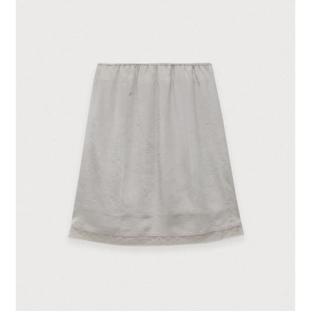 포에토 모스 새틴 스커트 그레이지 moss satin midi skirt