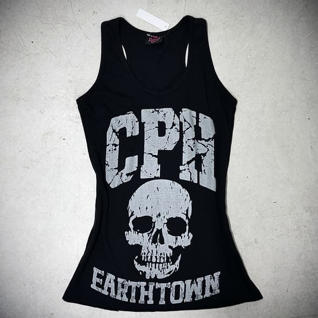 Punk skull printing sleeveless