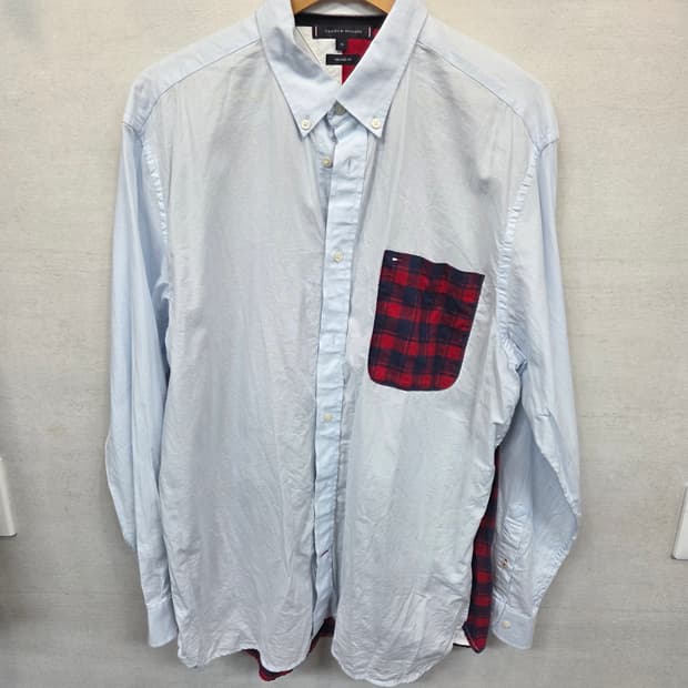 타미힐피거 체크패치 셔츠 긴팔 xl 릴렉스드핏 