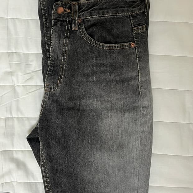 이네기 Moire Bootscut denim pants (grey)