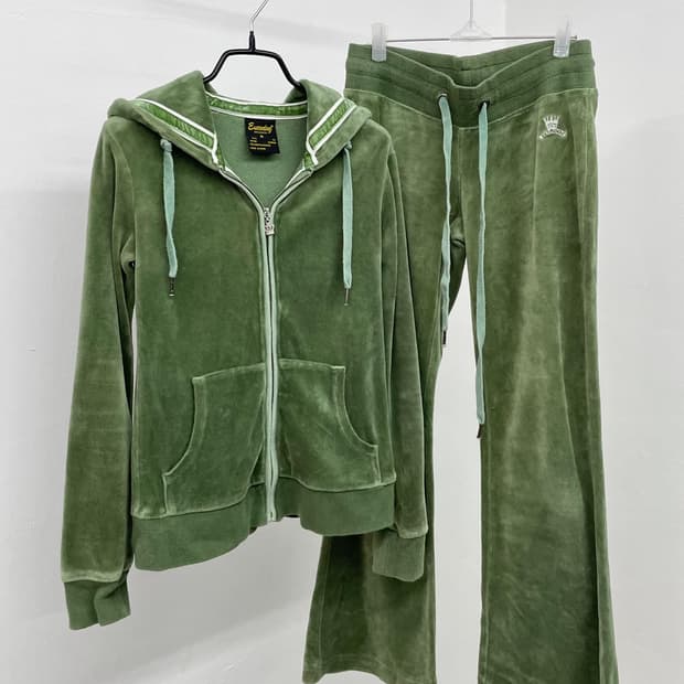 y2k 그린 티아라 벨벳 셋업💚