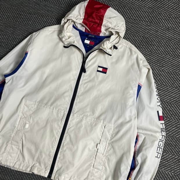 90s 타미힐피거 스펠아웃 빅로고 바람막이 자켓 y 3739