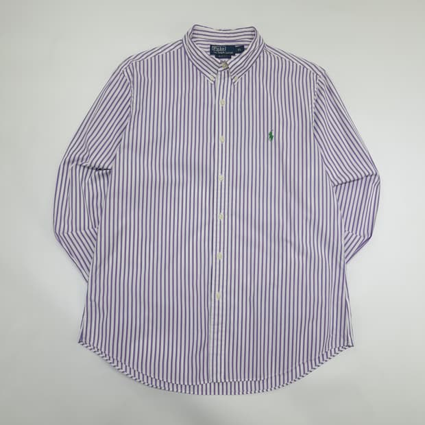 CN374 XL 폴로 랄프로렌 라벤더 스트라이프 긴팔 셔츠 남방