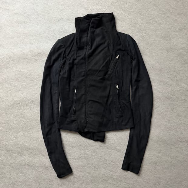 릭오웬스 하이넥 램스킨 자켓 