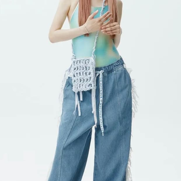 아디다스 크세니아슈나이더  23FW 데님 프레이 밴딩 팬츠 진 xs