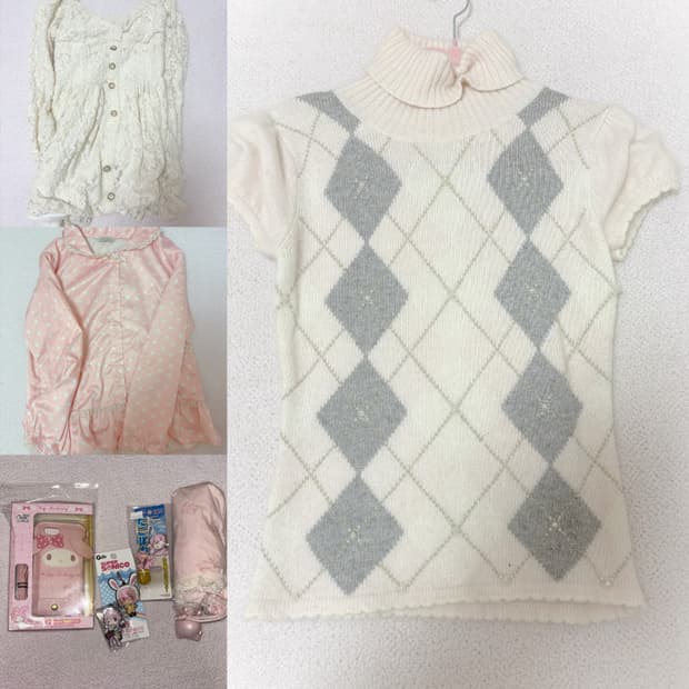 리즈리사 라떼갸루 히메갸루 세트판매 아가일 니트 슈퍼소니코