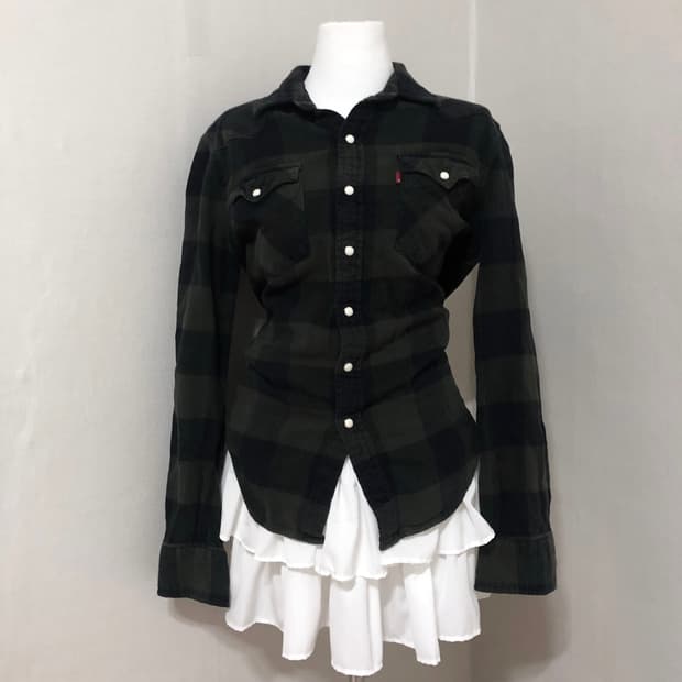 리바이스 딥그린 체크 셔츠 S 