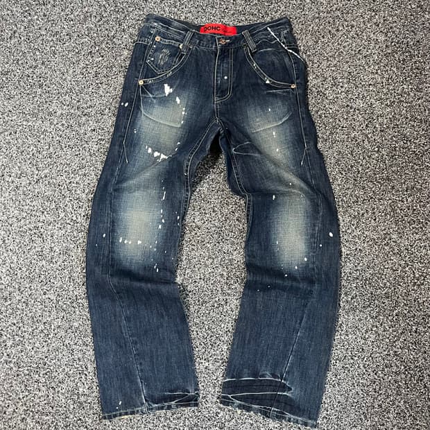90s vintage dohc 세미부츠컷 페인팅 데님 팬츠