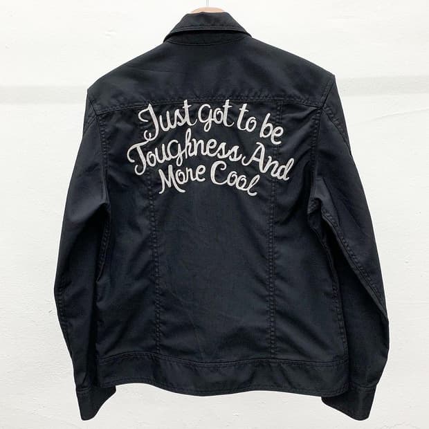 크레이지 데빌 블랙 레터링자수 워크 자켓