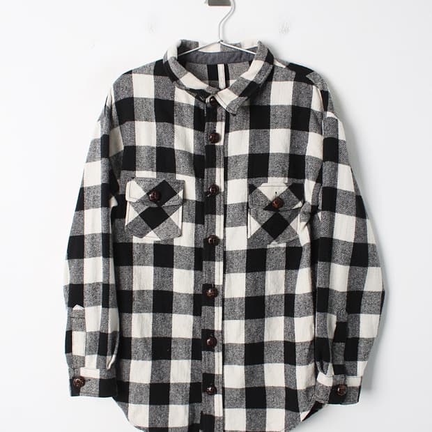 언그리드 우먼 체크셔츠