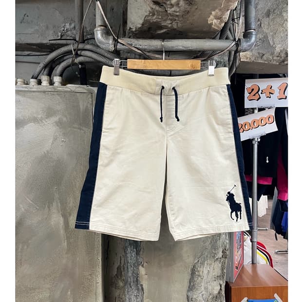 폴로 랄프로렌 빅포니 밴딩 하프 팬츠 아이보리 L #csz3802