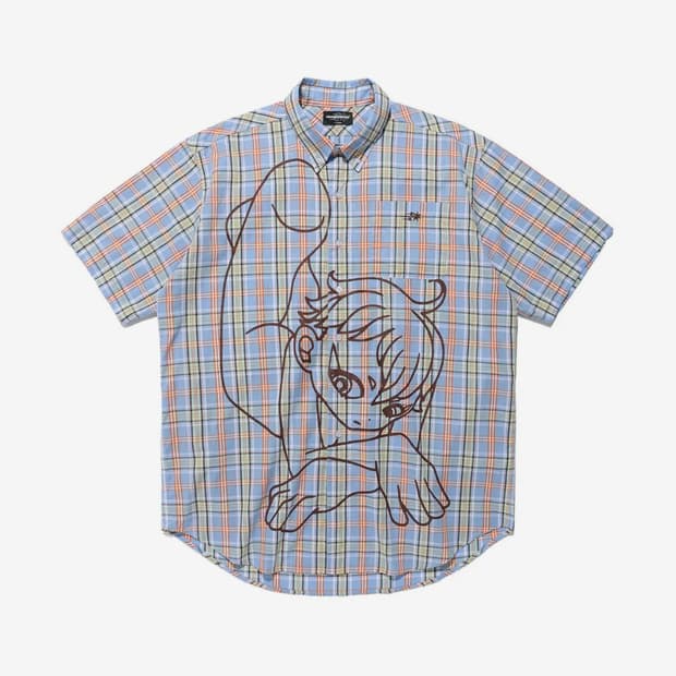 ANGEL CHECK BIG BIG HALF SHIRT_BLUE(NG2F